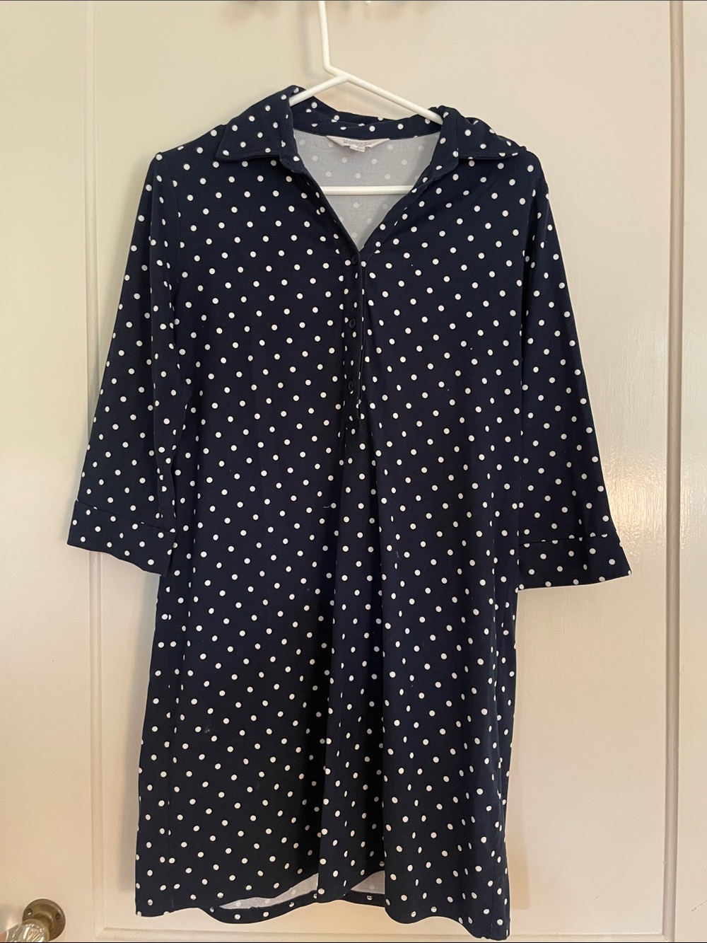 Market & Spruce Navy and White Polka Dot Dress